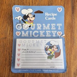 RARE VINTAGE SEALED Gourmet Mickey Mouse 3" x 5" Recipe Index Cards 20 Pack